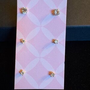 Elegant Sterling Silver Cubic Zirconia Stud Earrings Set